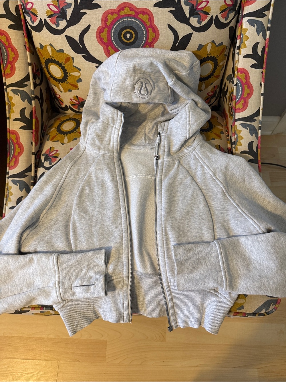 lululemon athletica Light Gray Cropped Hooded Zip Jacket